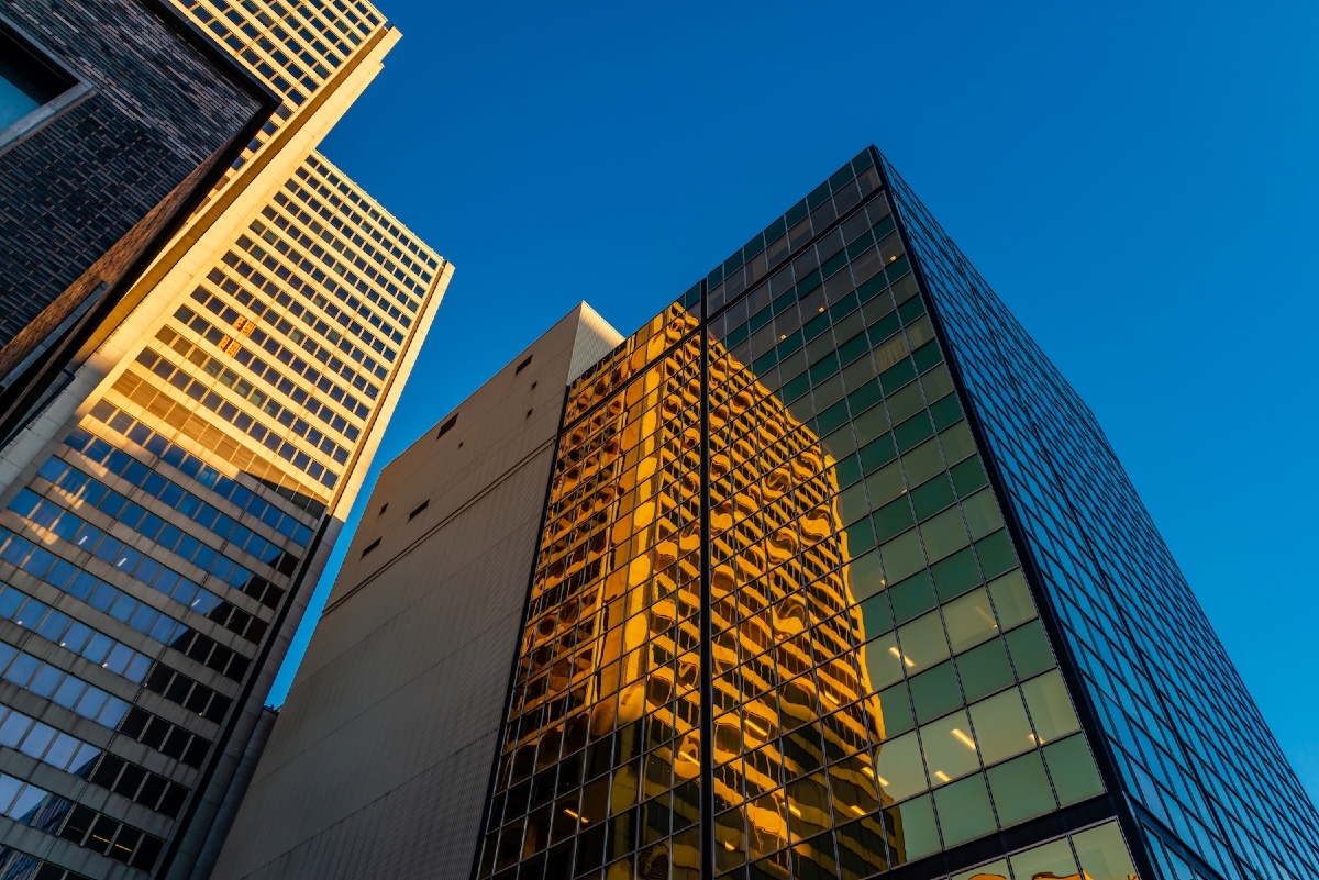 builidings glass reflection modern