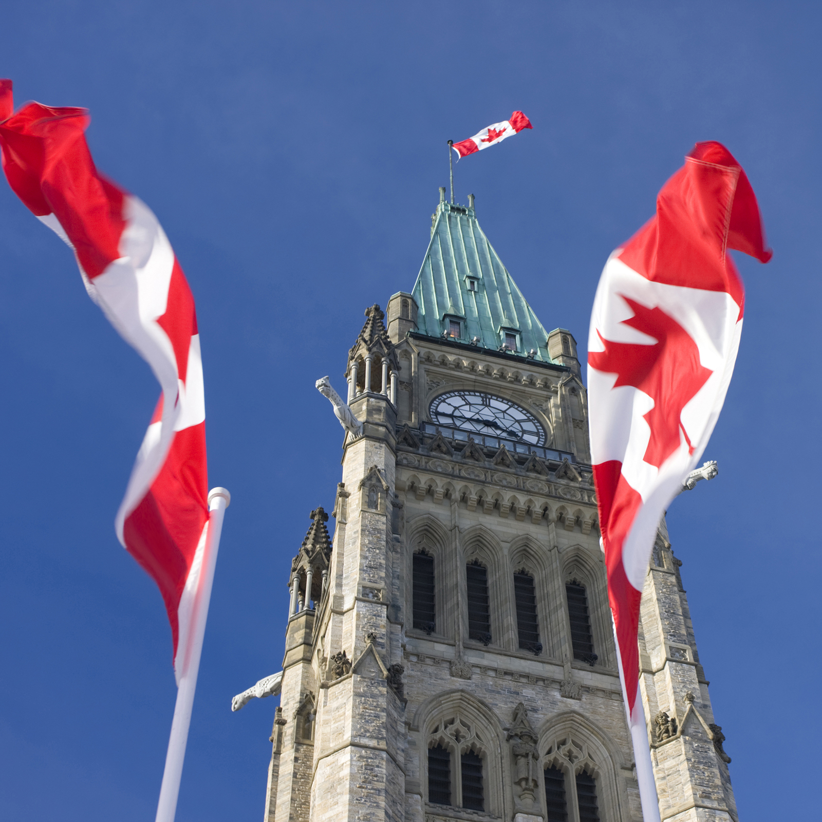 Canada parliament peace tower flag